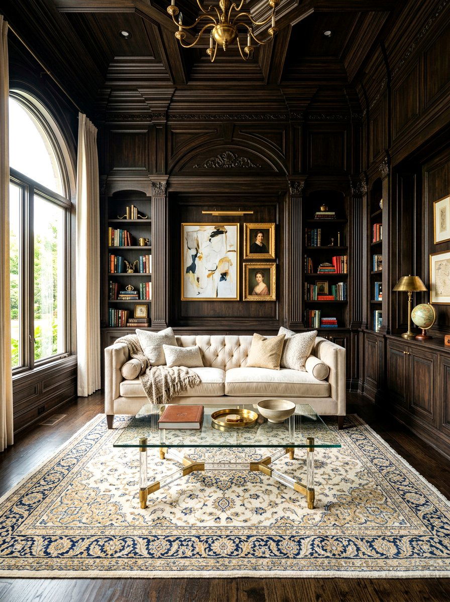 Black Wood Library Paneling - 30 moody library living room ideas