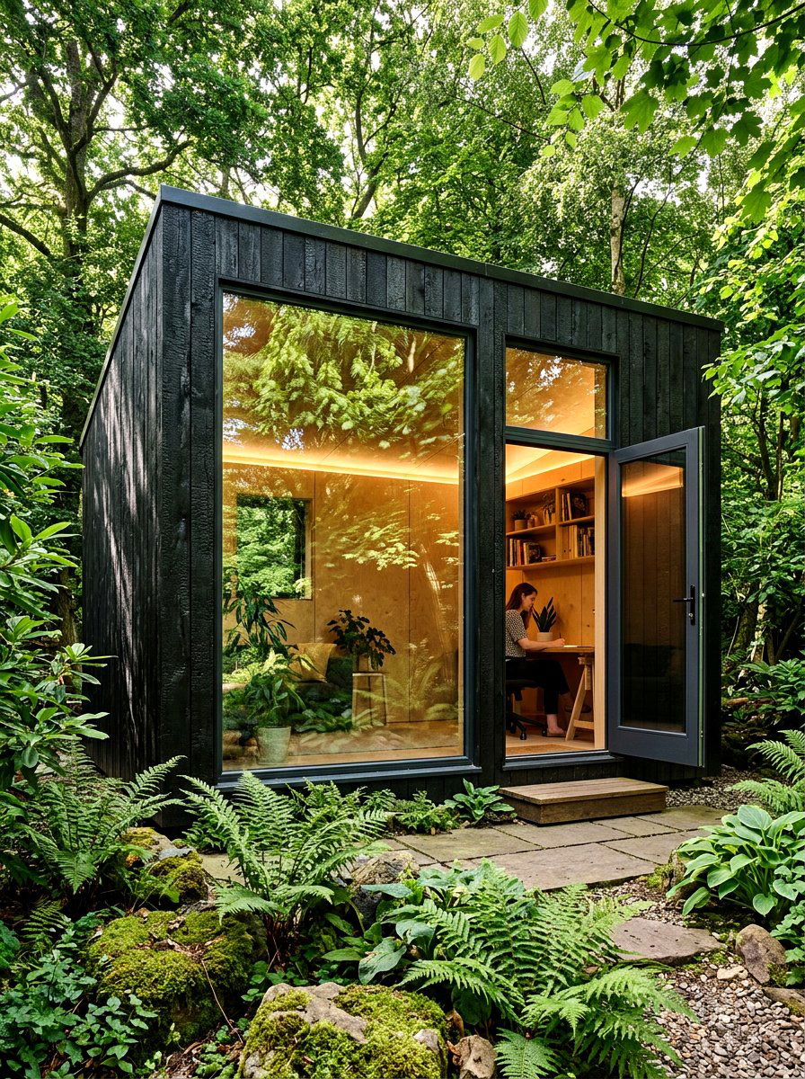 Black Wood Studio - 30 garden studio backyard ideas