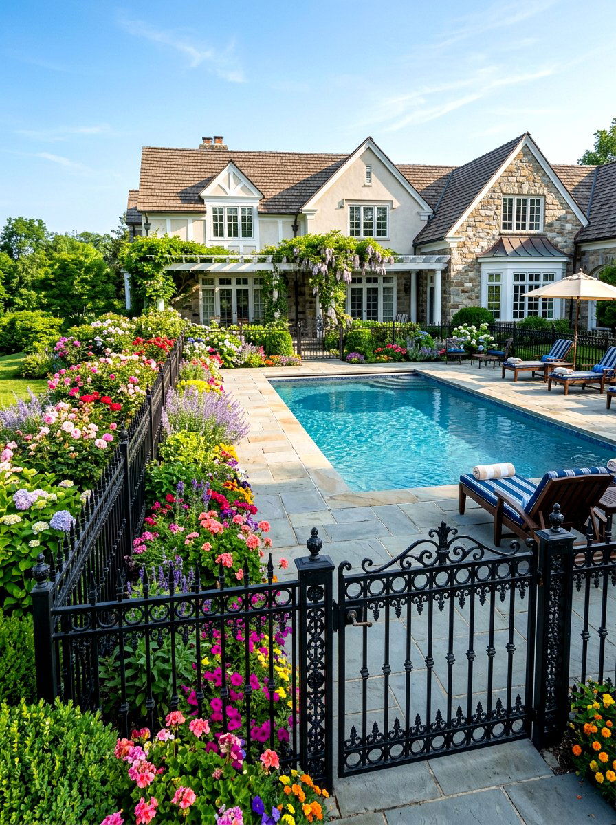 Black Wrought Iron Pool Fence - 30 pool fence ideas