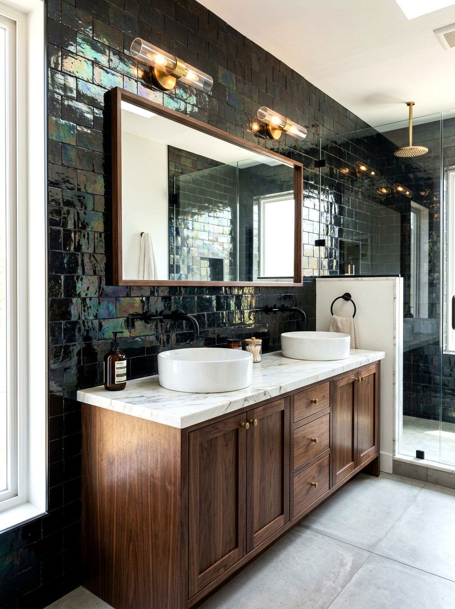 Black Zellige Tile - 30 black bathroom ideas