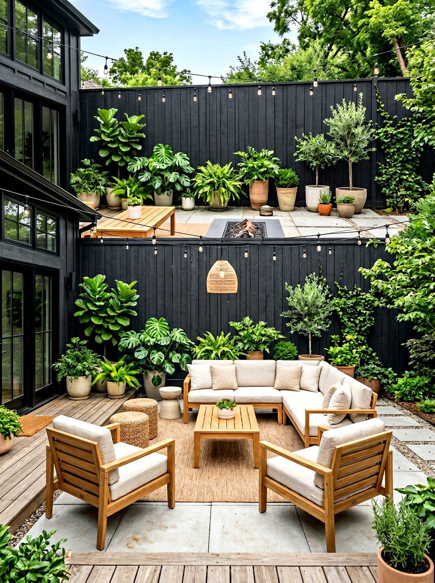 Black accent wall - 30 Scandinavian patio ideas
