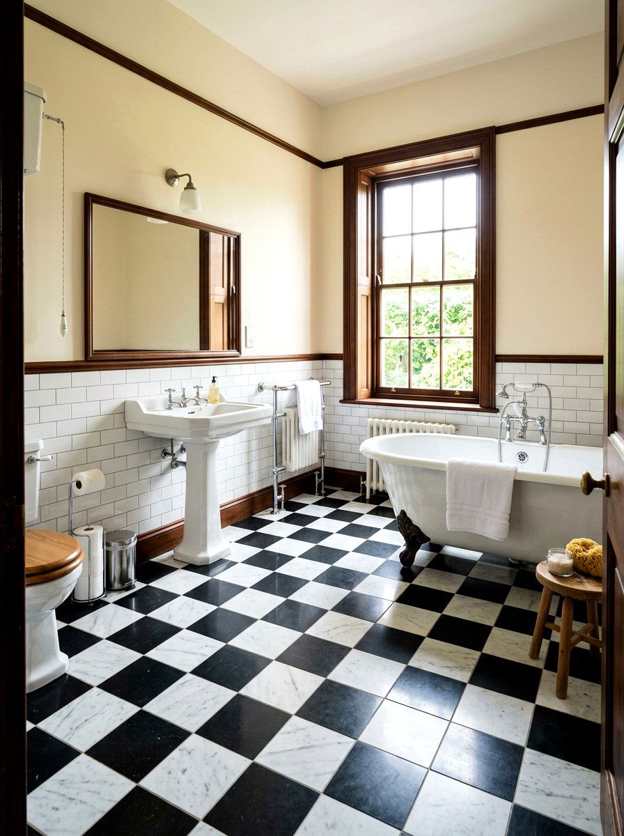 Black and White Checkerboard Mosaic - 30 marble mosaic bathroom ideas