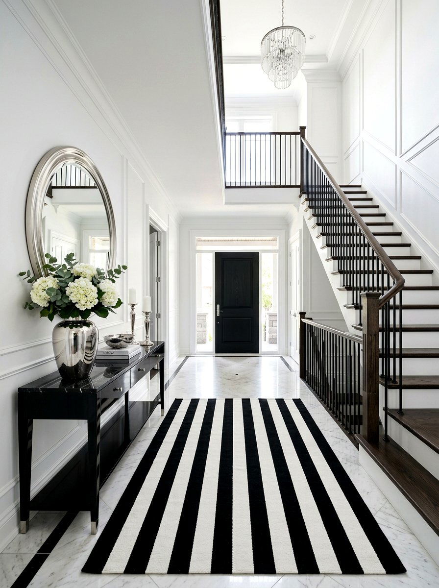 Black and White Entry Rug - 30 foyer rug ideas