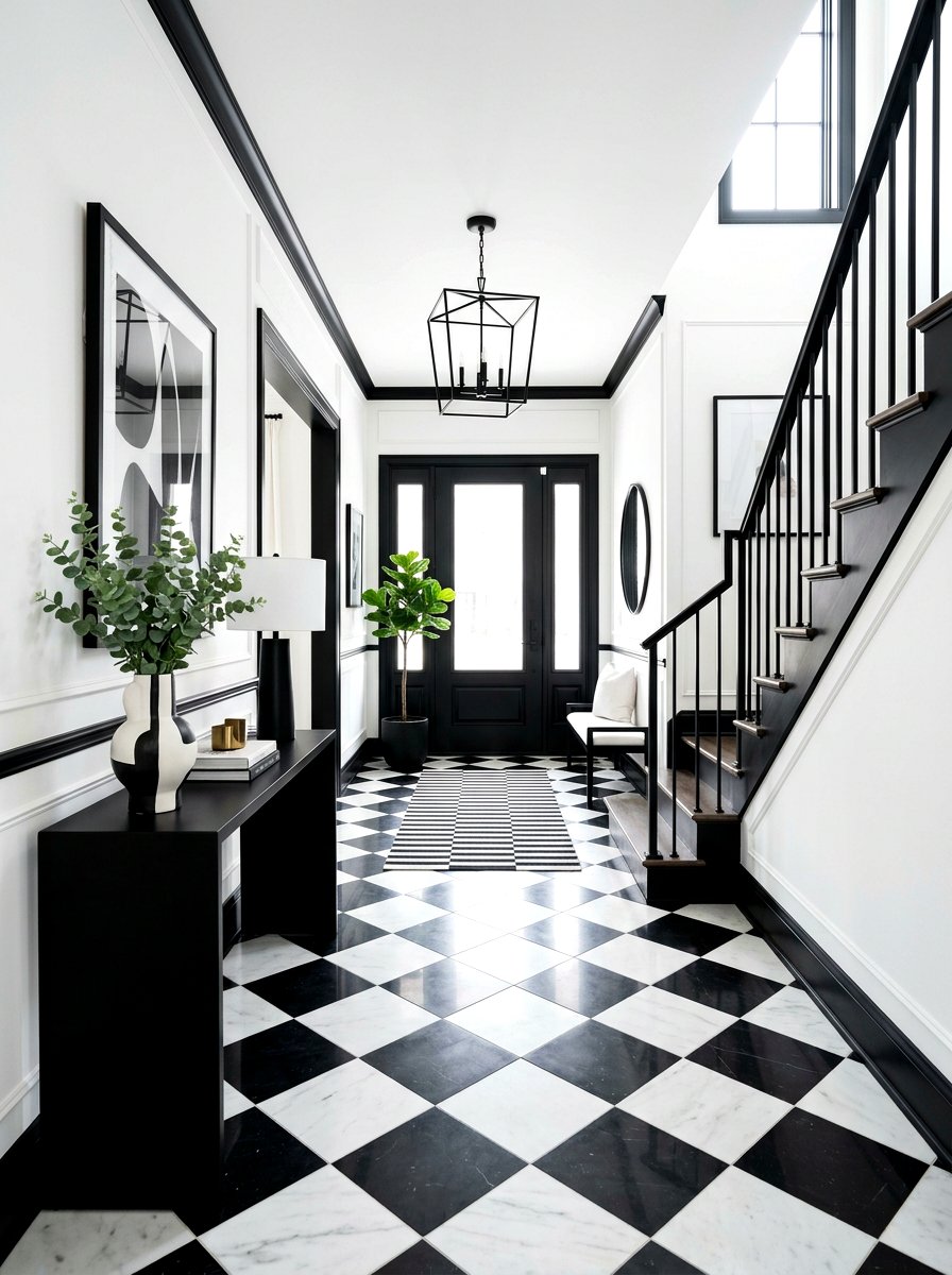 Black and White Foyer - 30 foyer ideas