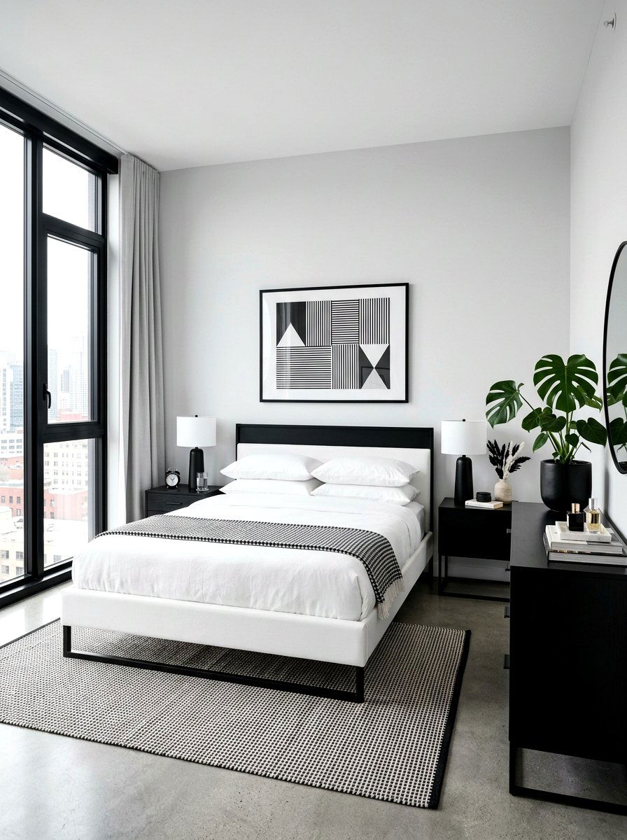 Black and White Minimalist Bedroom - 30 minimalist bedroom ideas