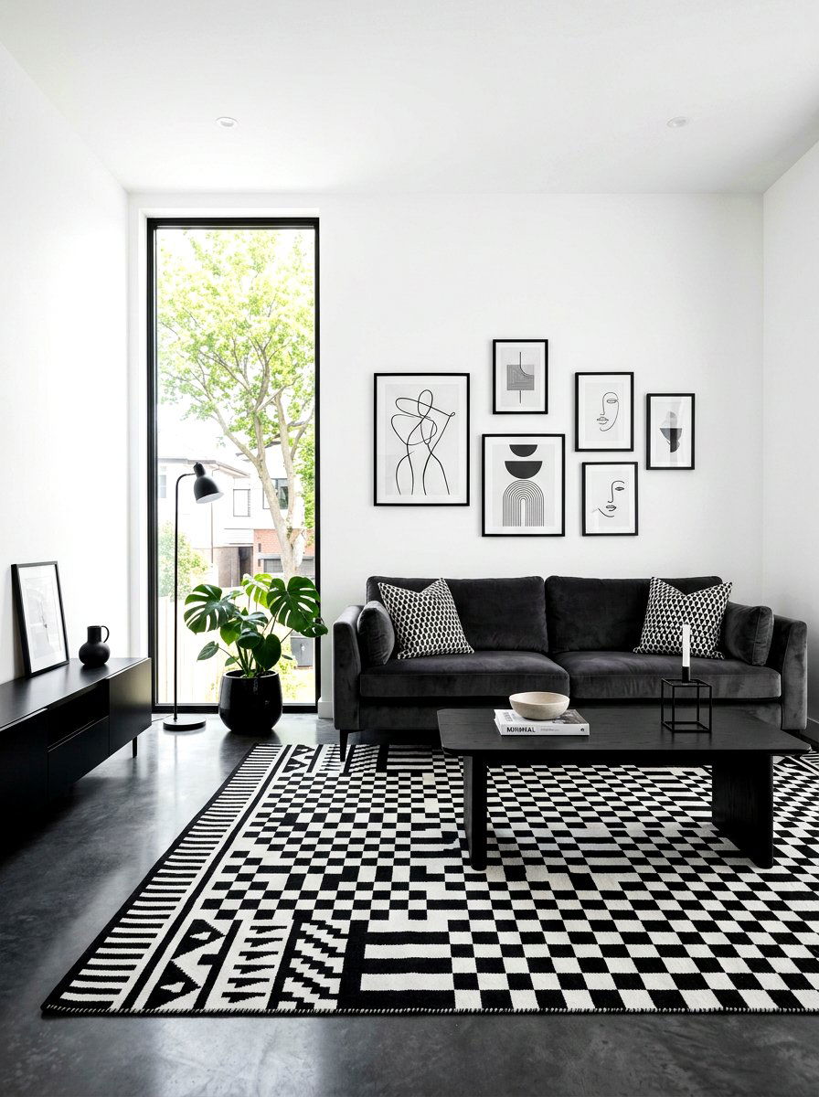 Black and White Minimalist Living Room - 30 minimalist living room decor ideas