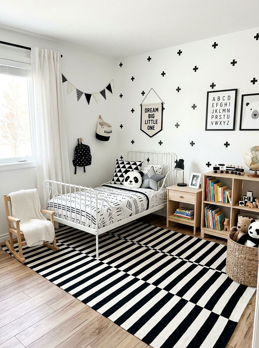 Black and White Toddler Bedroom - 30 neutral toddler room ideas