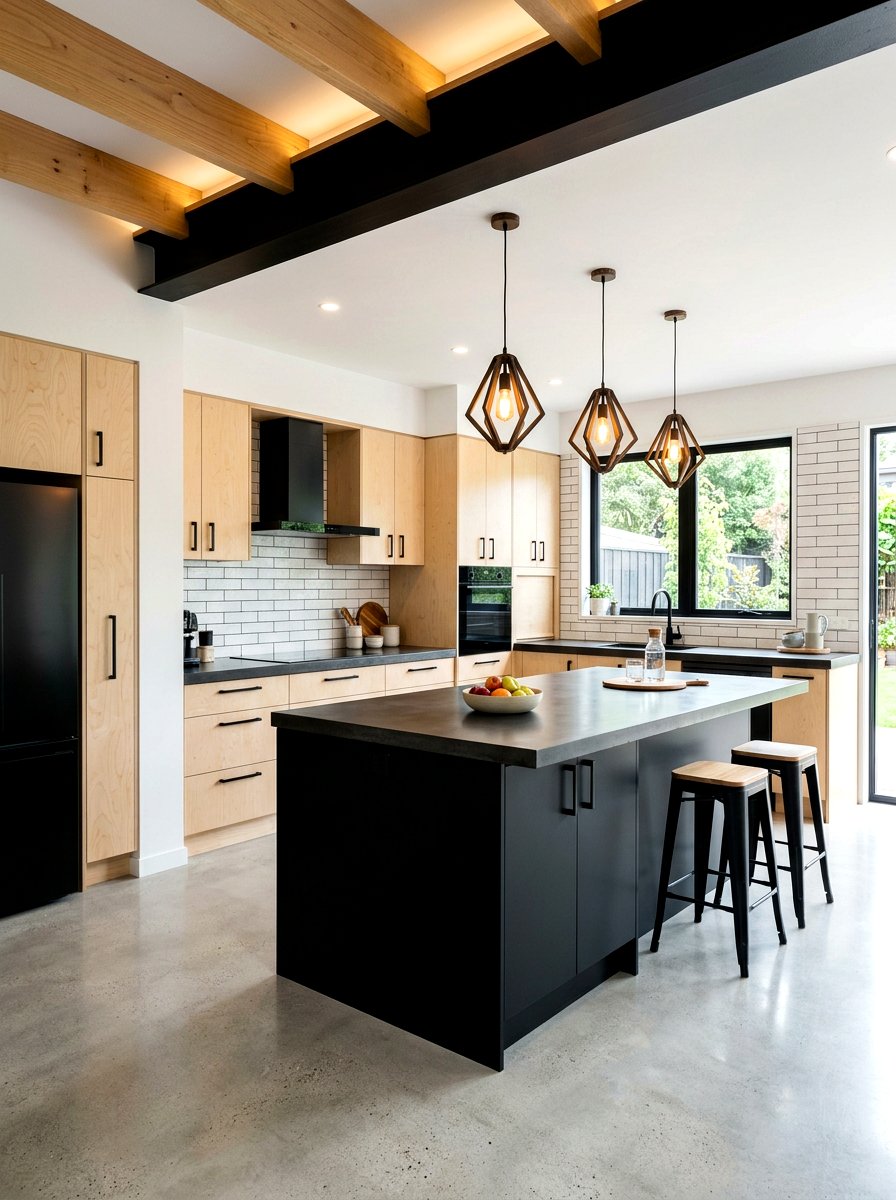 Black and blonde wood kitchen - 30 blonde wood kitchen ideas