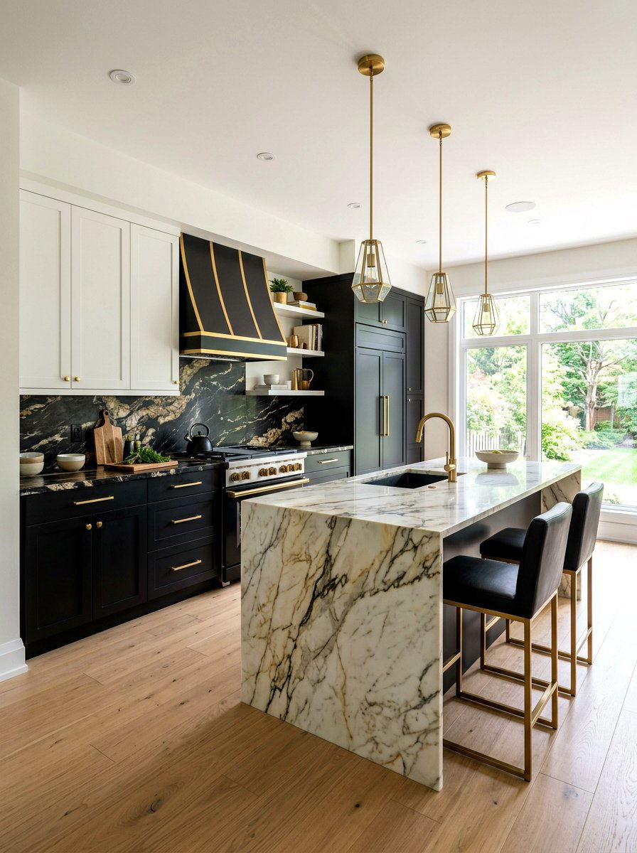 Black and gold kitchen cabinets - 30 two tone kitchen cabinet ideas