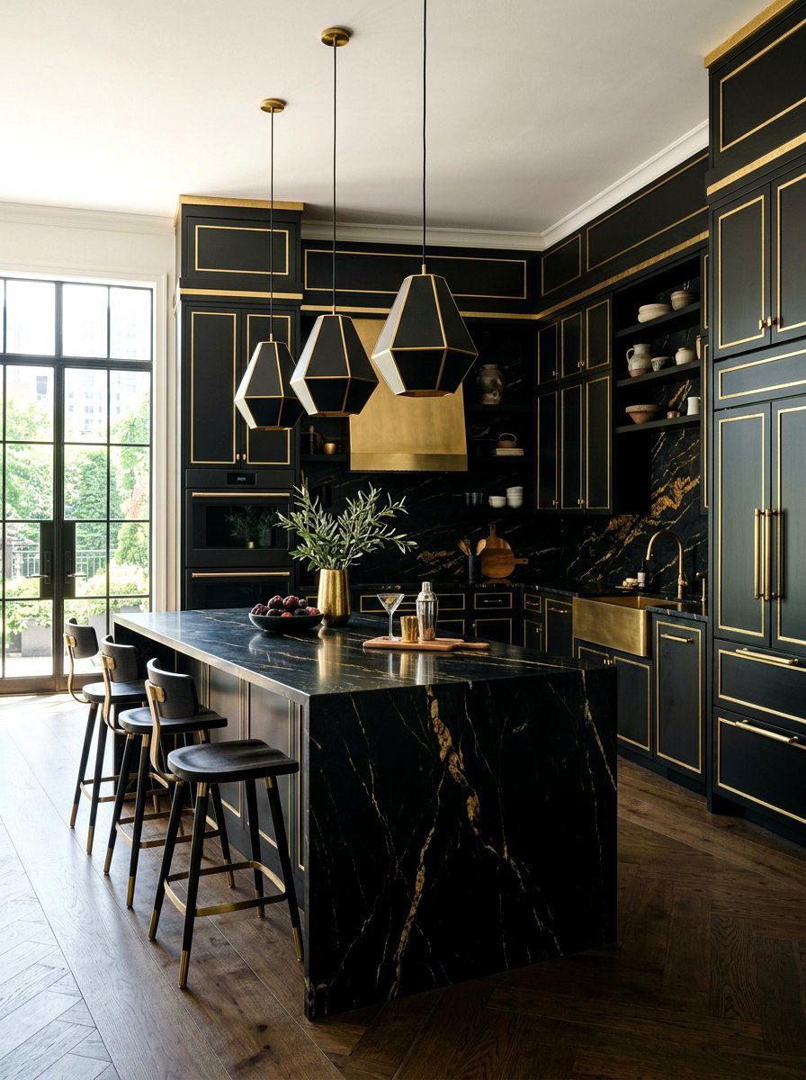 Black and gold kitchen - 30 neo deco kitchen ideas