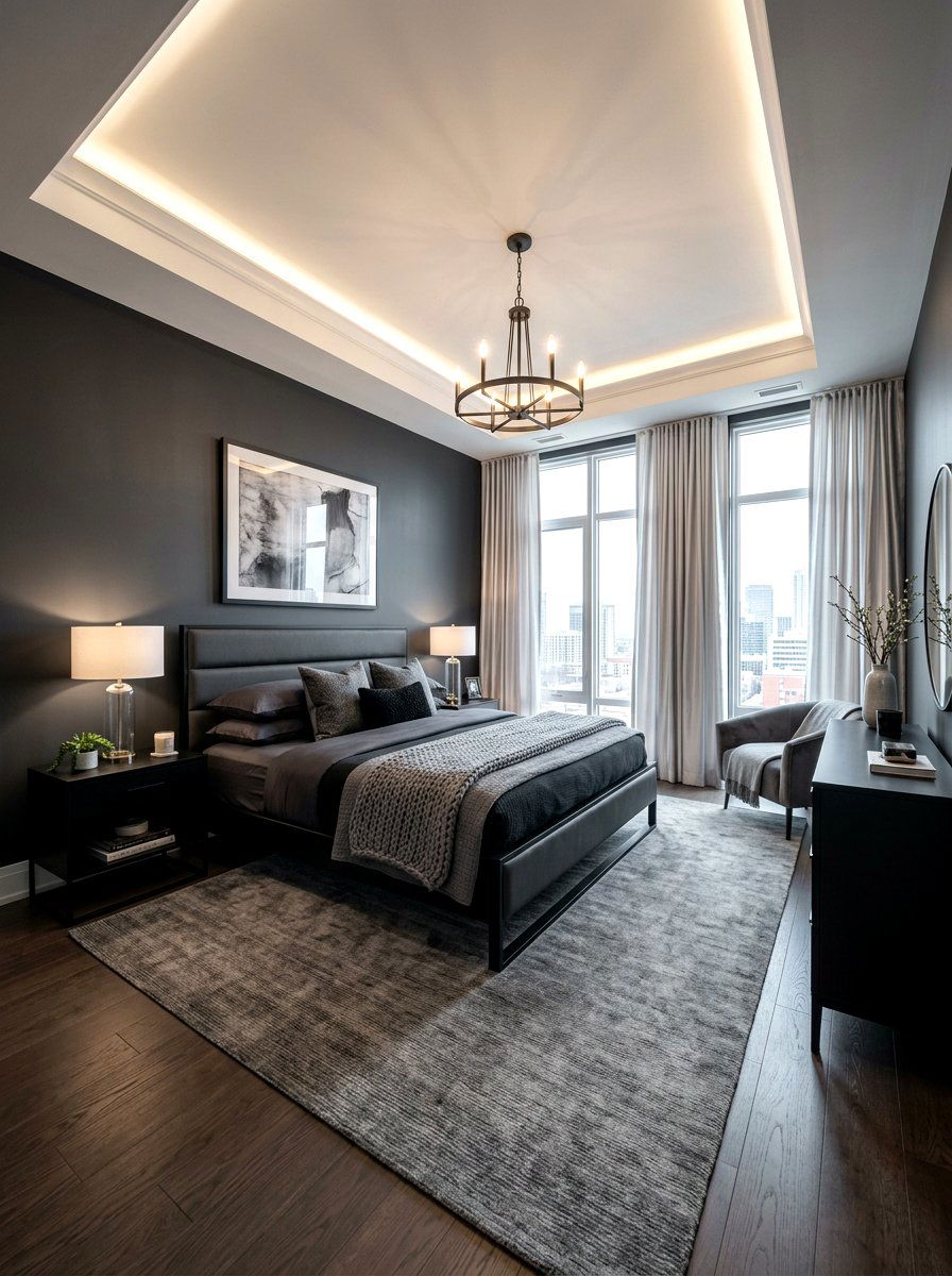Black and grey bedroom palette - 30 black bedroom ideas