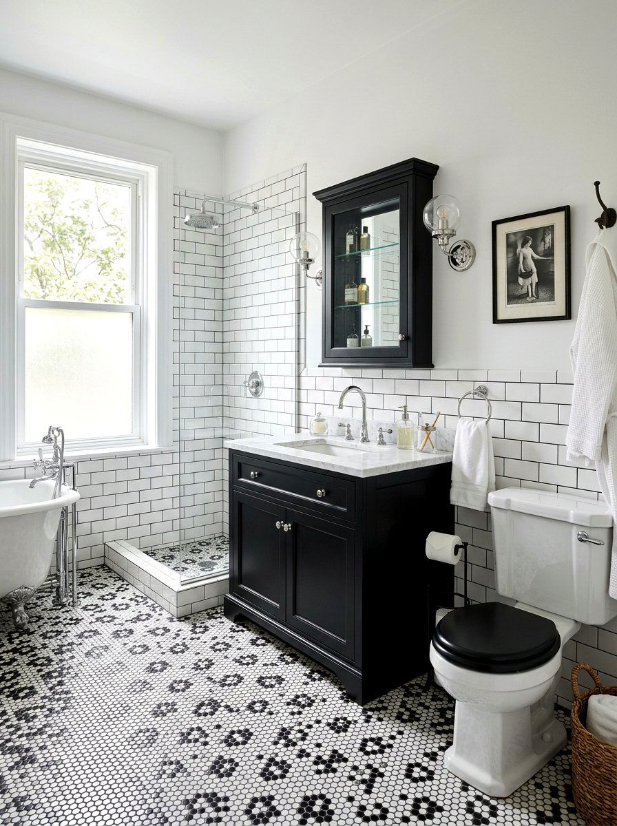 Black and white bathroom - 30 retro bathroom ideas