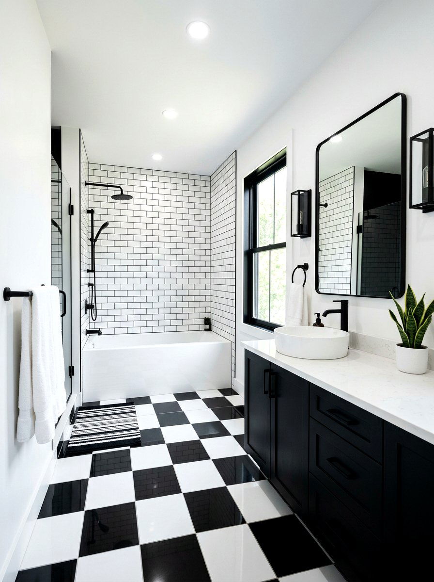 Black and white bathroom - 30 alcove tub styling ideas