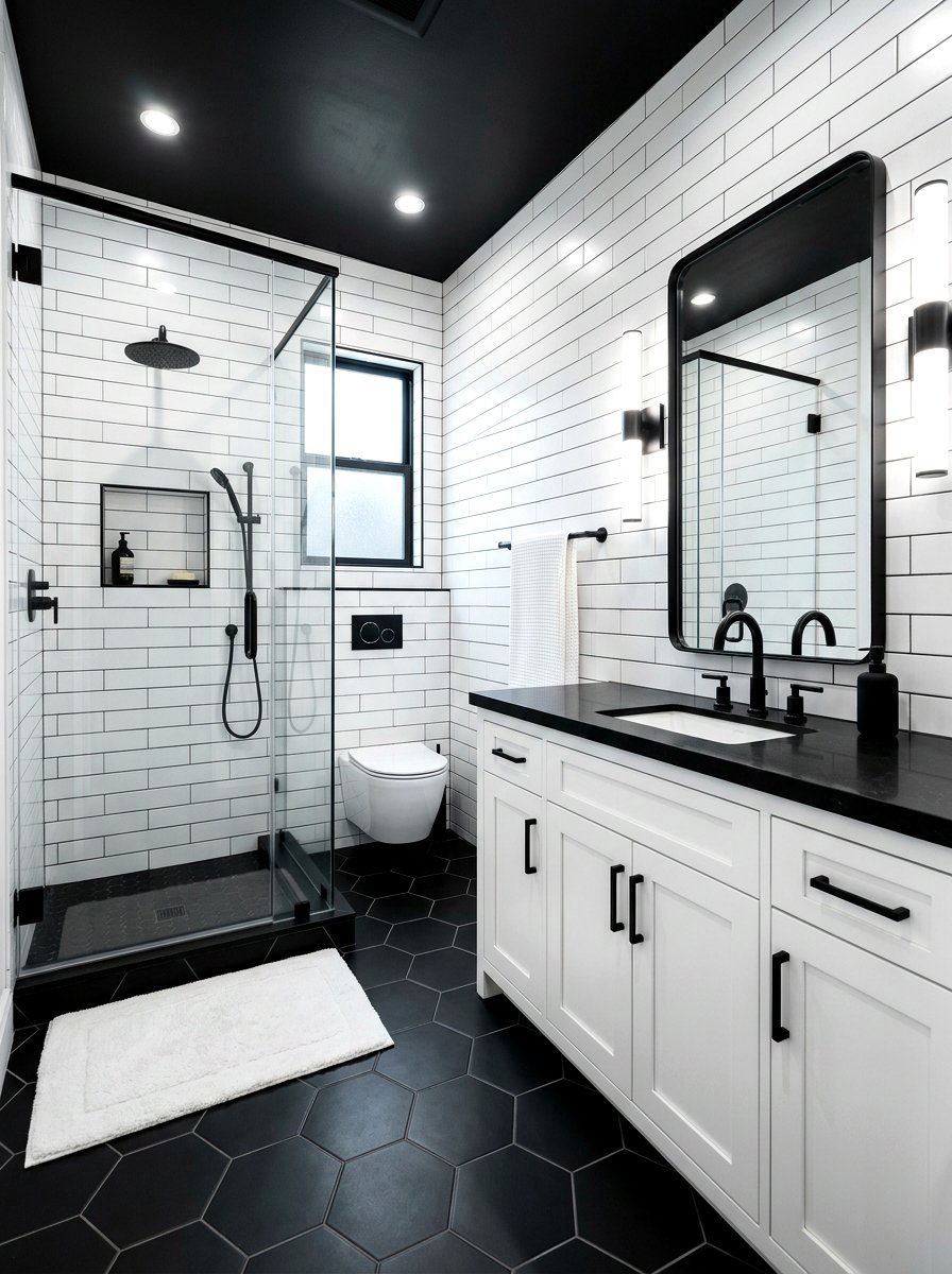 Black and white bathroom - 30 luxury hotel bath ideas
