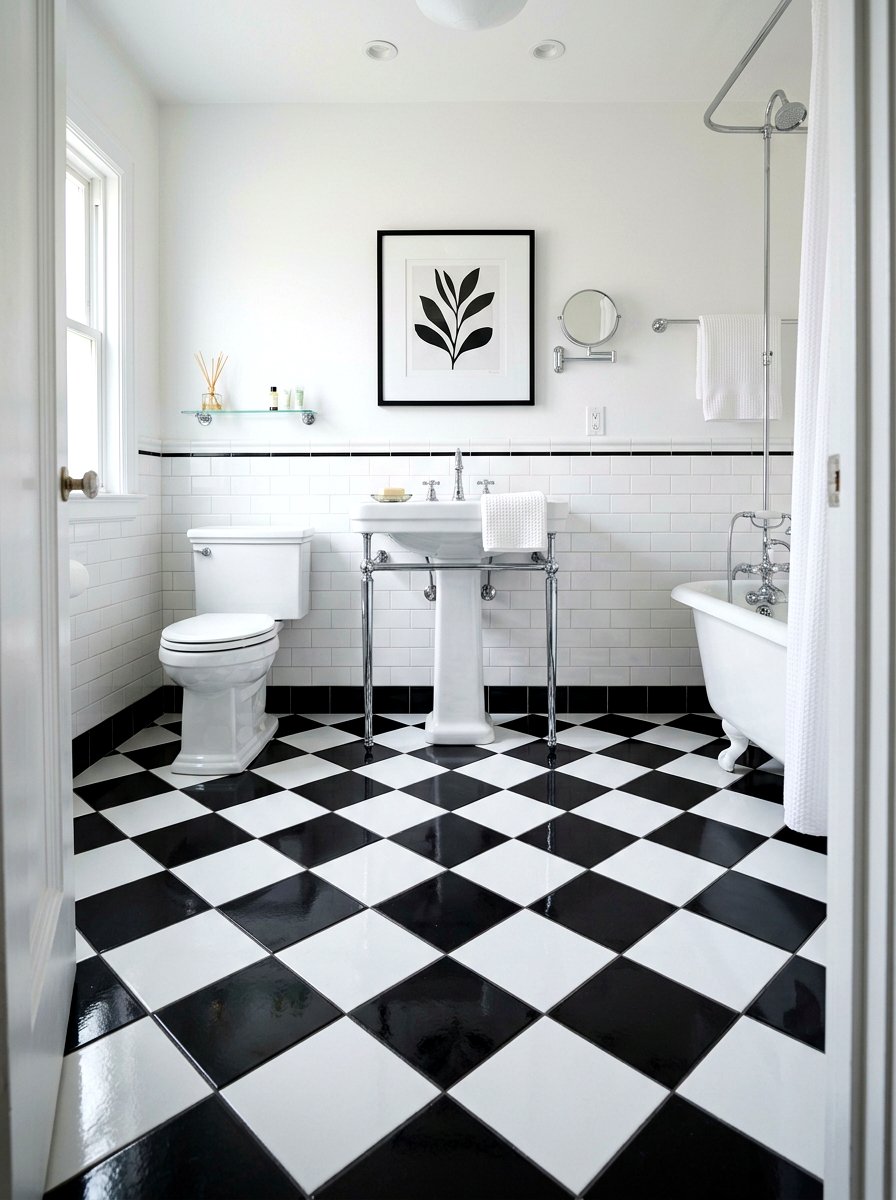 Black and white bathroom floor - 30 neo deco bathroom ideas