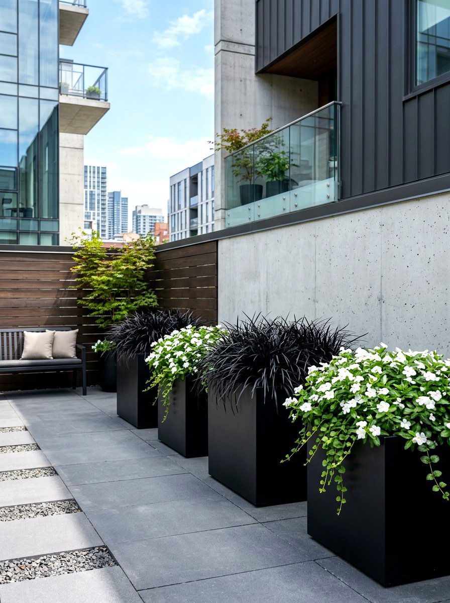 Black and white container garden - 30 container garden color ideas