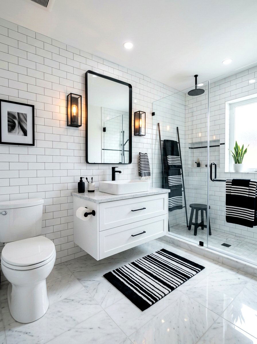 Black and white guest bathroom - 30 black and white bathroom ideas