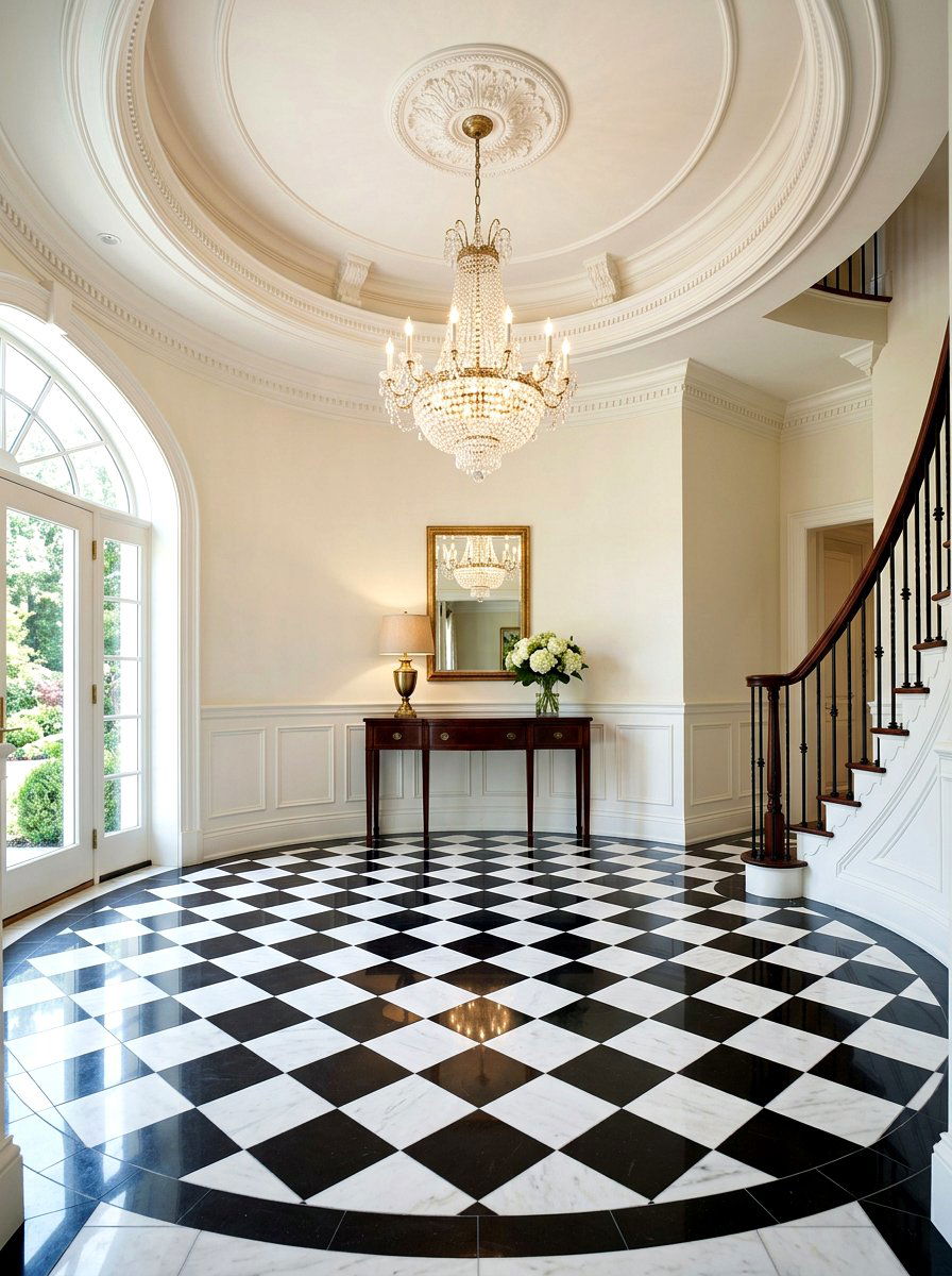 Black and white marble foyer - 30 checkerboard foyer floor ideas
