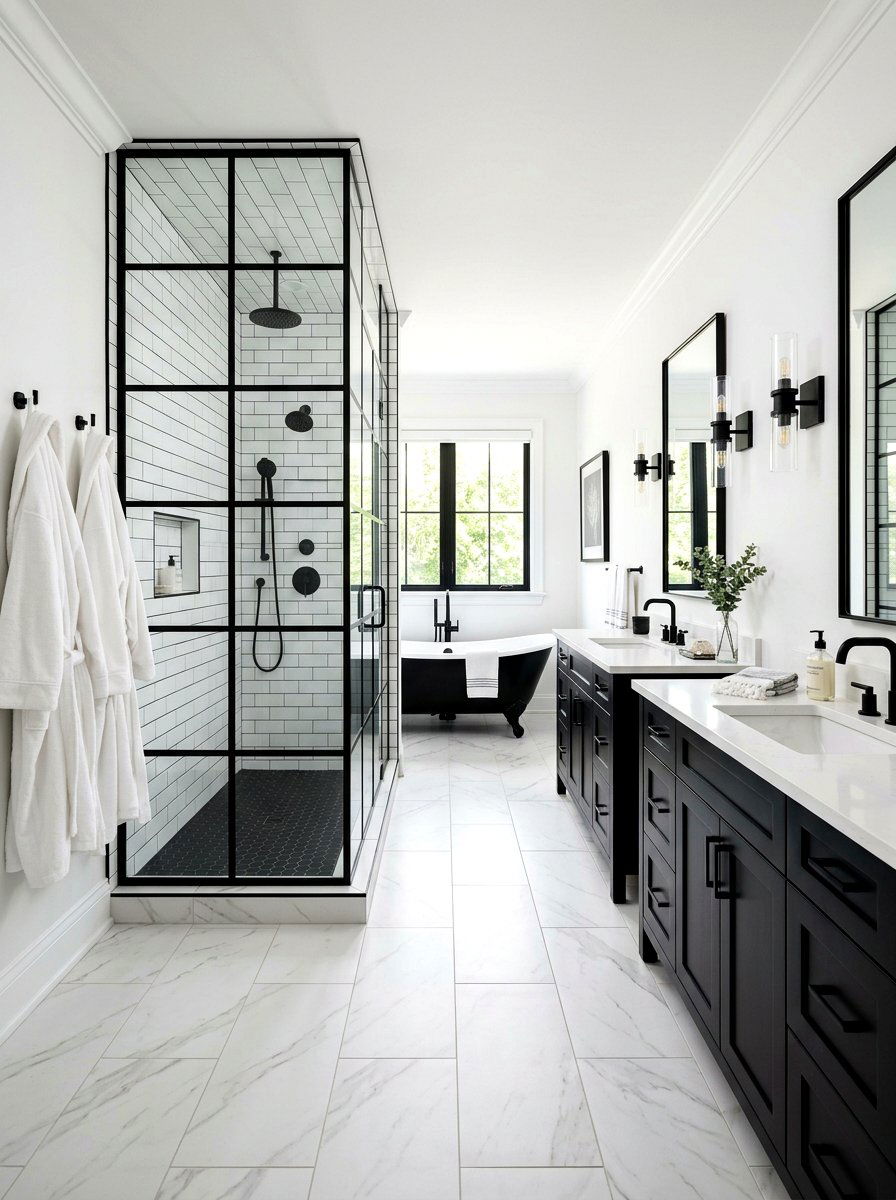 Black and white master bathroom - 30 black and white bathroom ideas