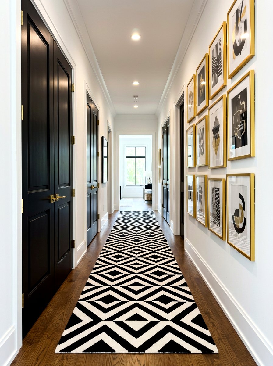 Black and white runner - 30 narrow hallway runner ideas