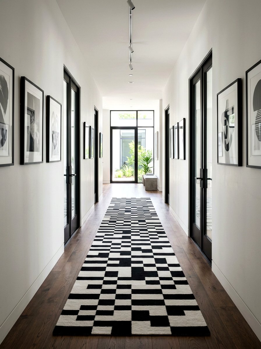 Black and white runner - 30 hallway runner ideas