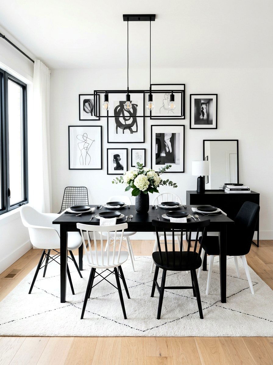 Black and white seating - 30 mismatched dining chair ideas
