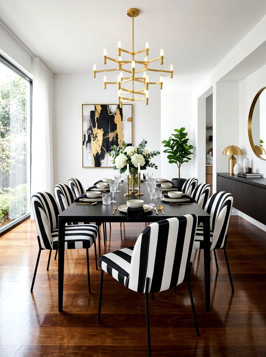 Black and white striped dining chair - 30 striped dining chair ideas