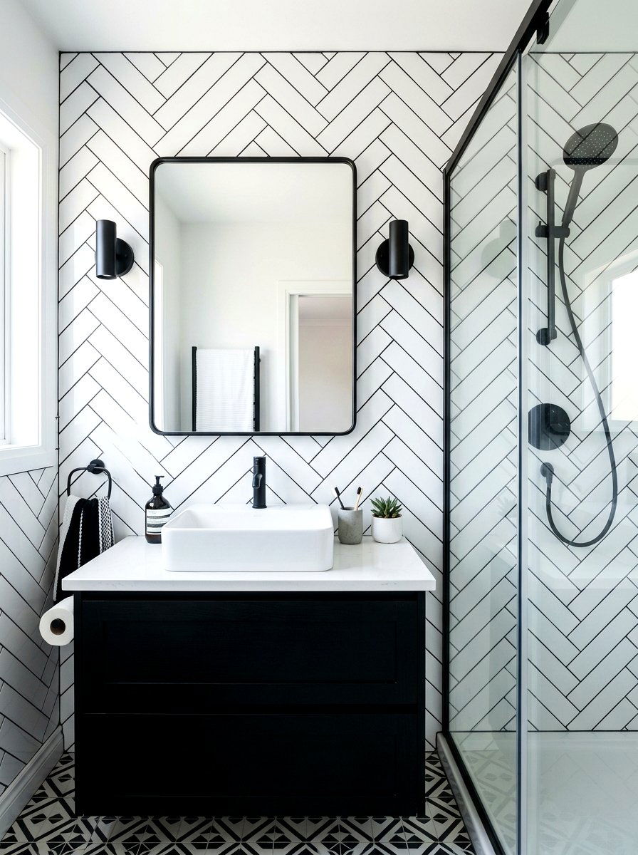 Black and white subway tile bathroom - 30 black and white bathroom ideas