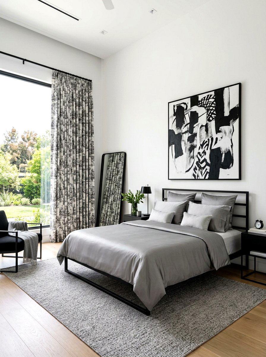 Black and white toile curtains - 30 toile bedroom ideas