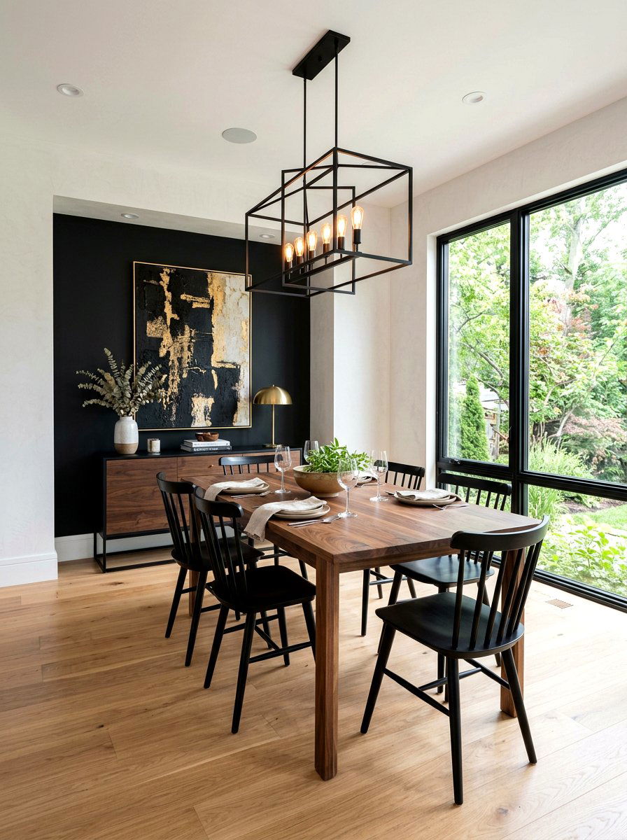 Black and wood dining room - 30 black dining room ideas