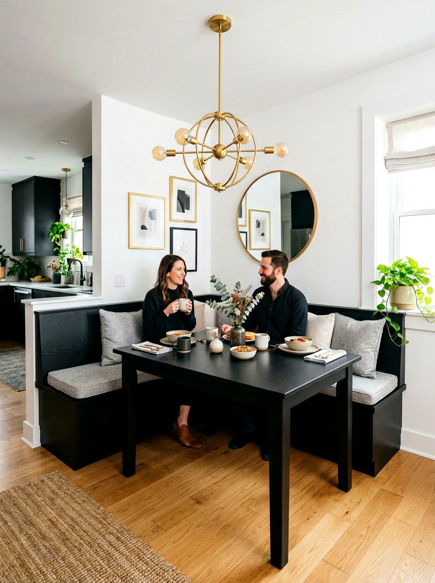 Black breakfast nook - 30 corner breakfast nook ideas