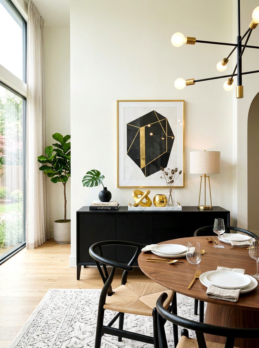 Black dining room sideboard decor - 30 dining room sideboard styling ideas