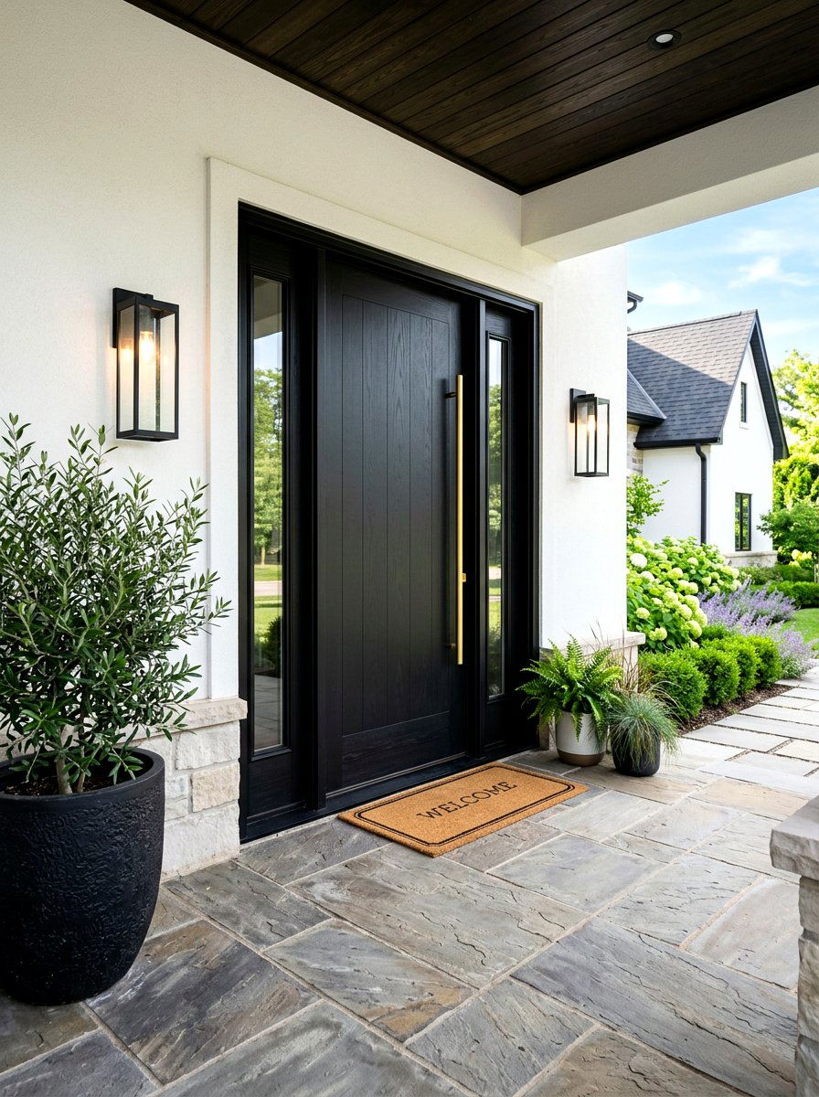 Black door porch - 30 modern front porch ideas
