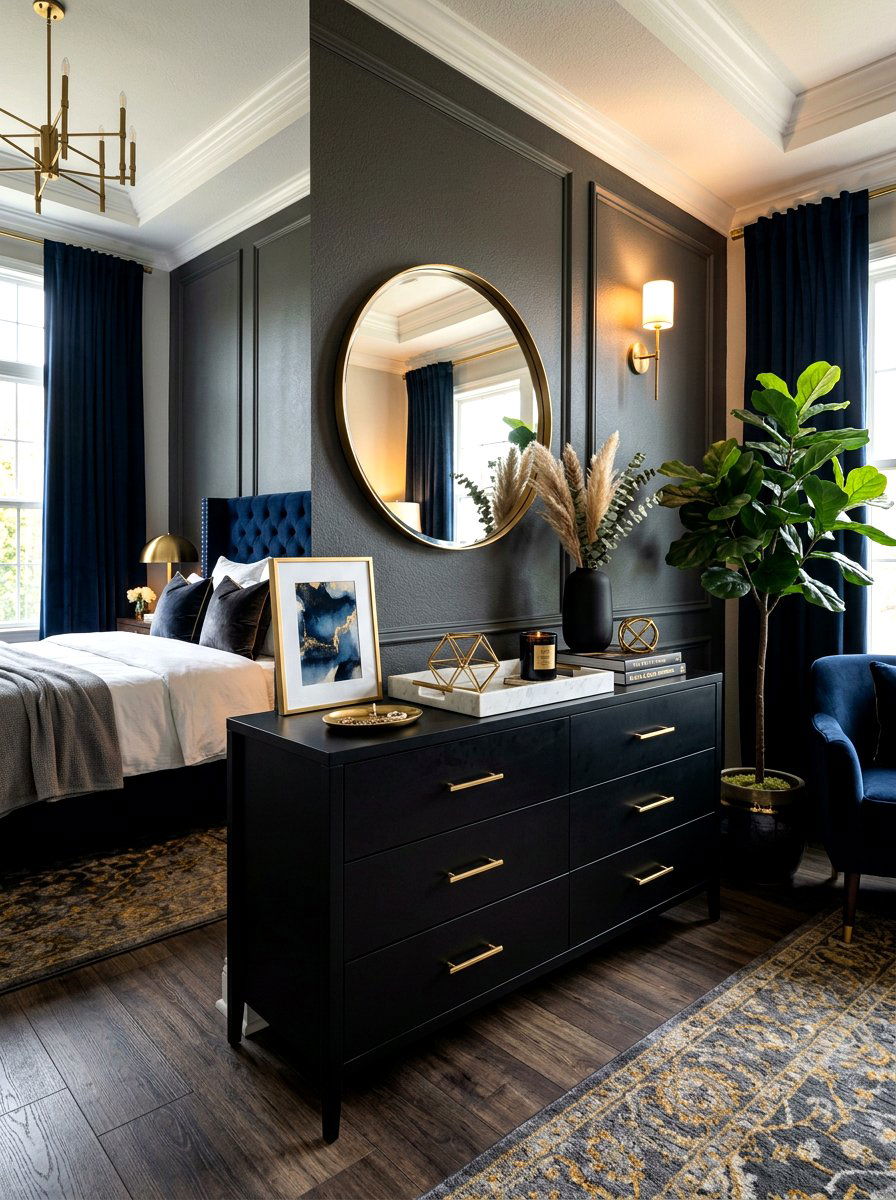 Black dresser styling - 30 bedroom dresser styling ideas