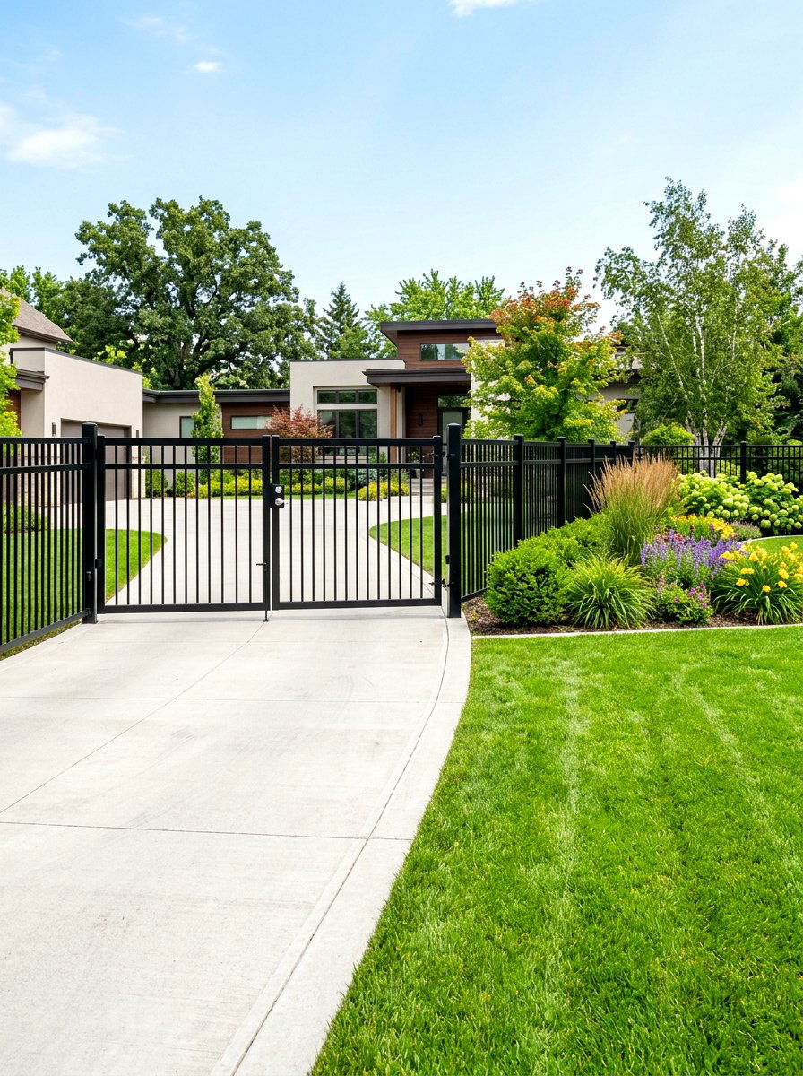 Black driveway fence - 30 driveway entrance ideas