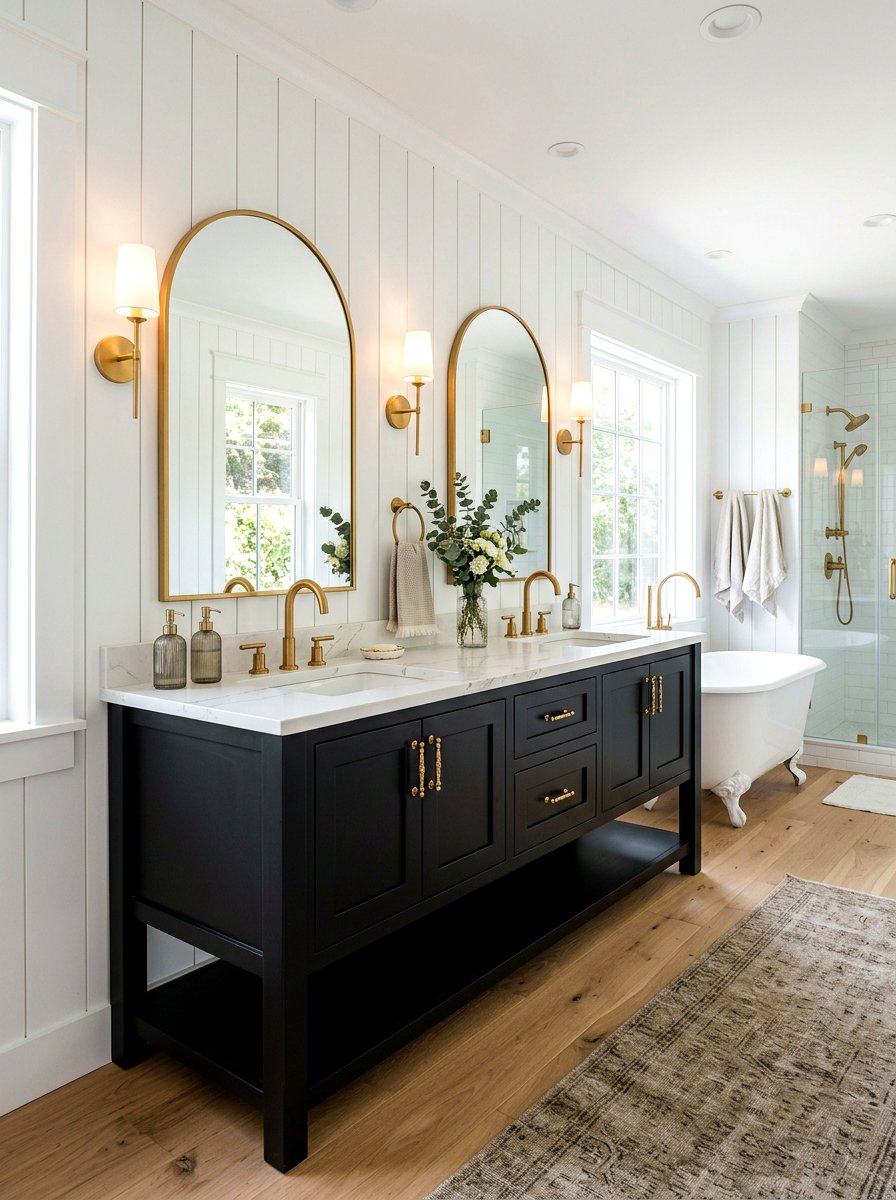 Black farmhouse bathroom vanity - 30 farmhouse bathroom vanity ideas