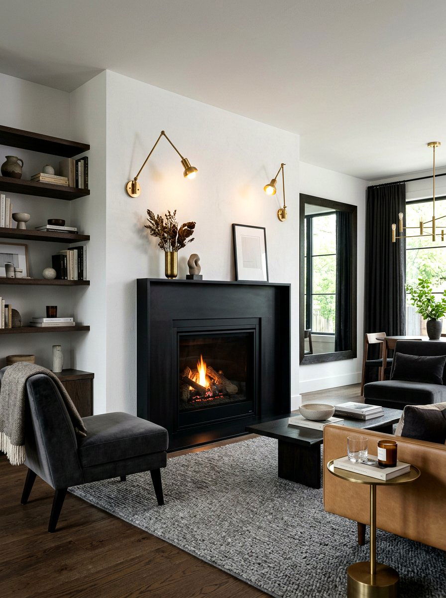 Black fireplace - 30 living room fireplace ideas