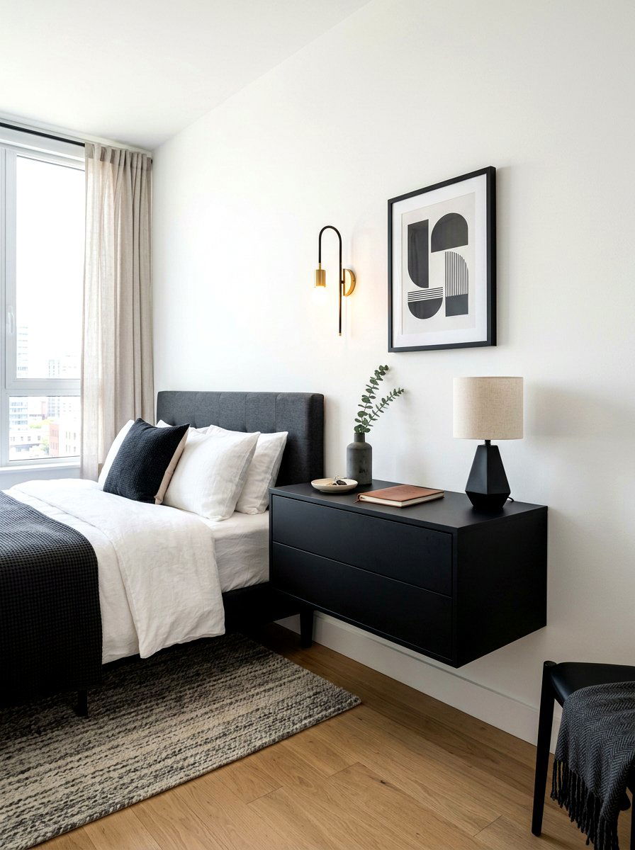 Black floating drawer - 30 guest room nightstand ideas