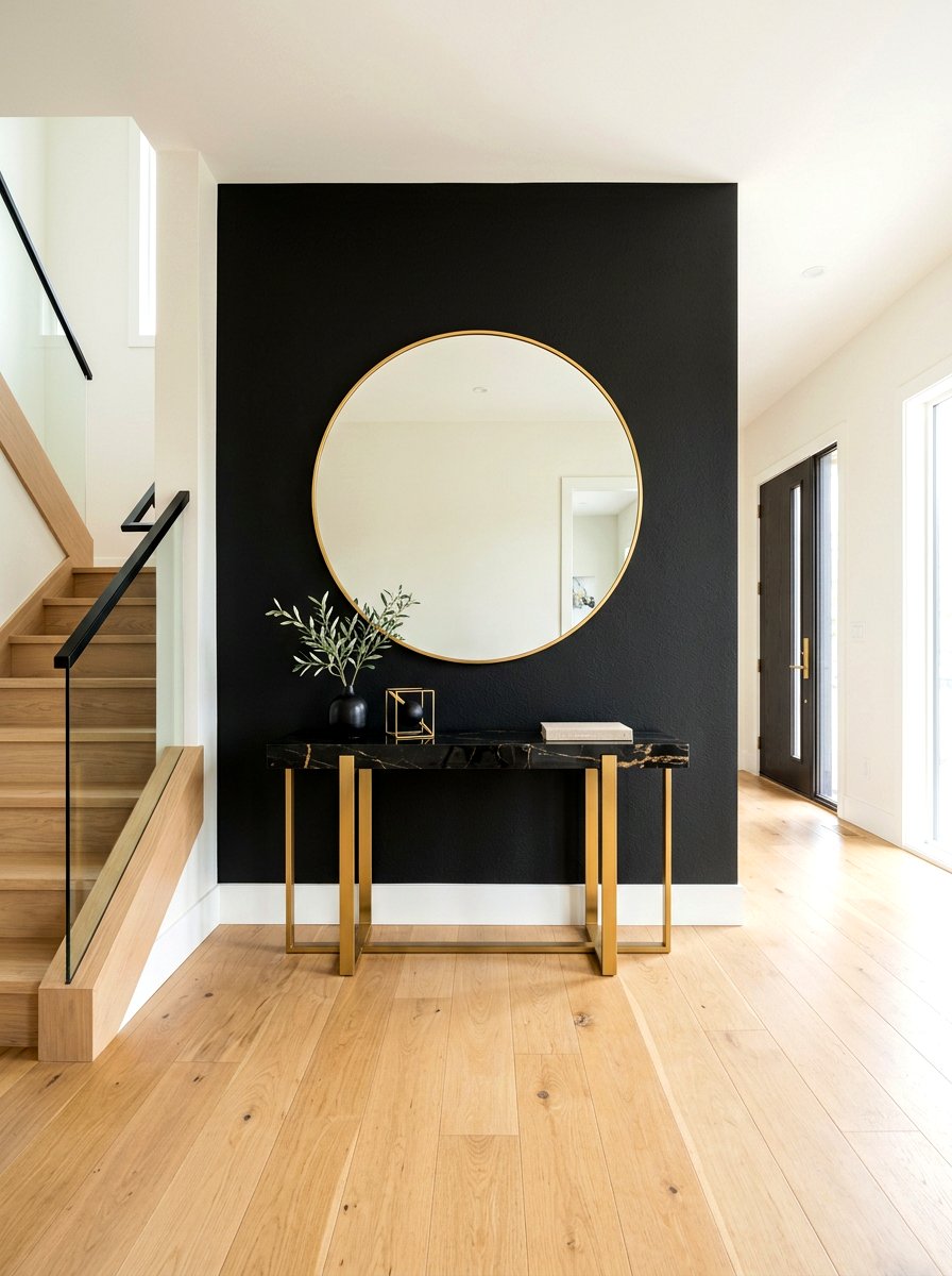 Black foyer wall - 30 dramatic foyer decor ideas