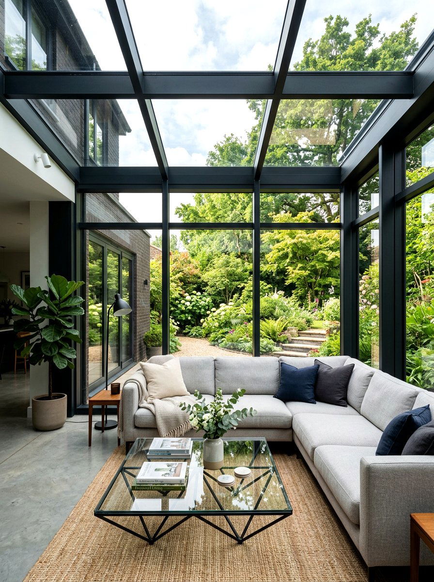 Black frame conservatory - 30 conservatory ideas