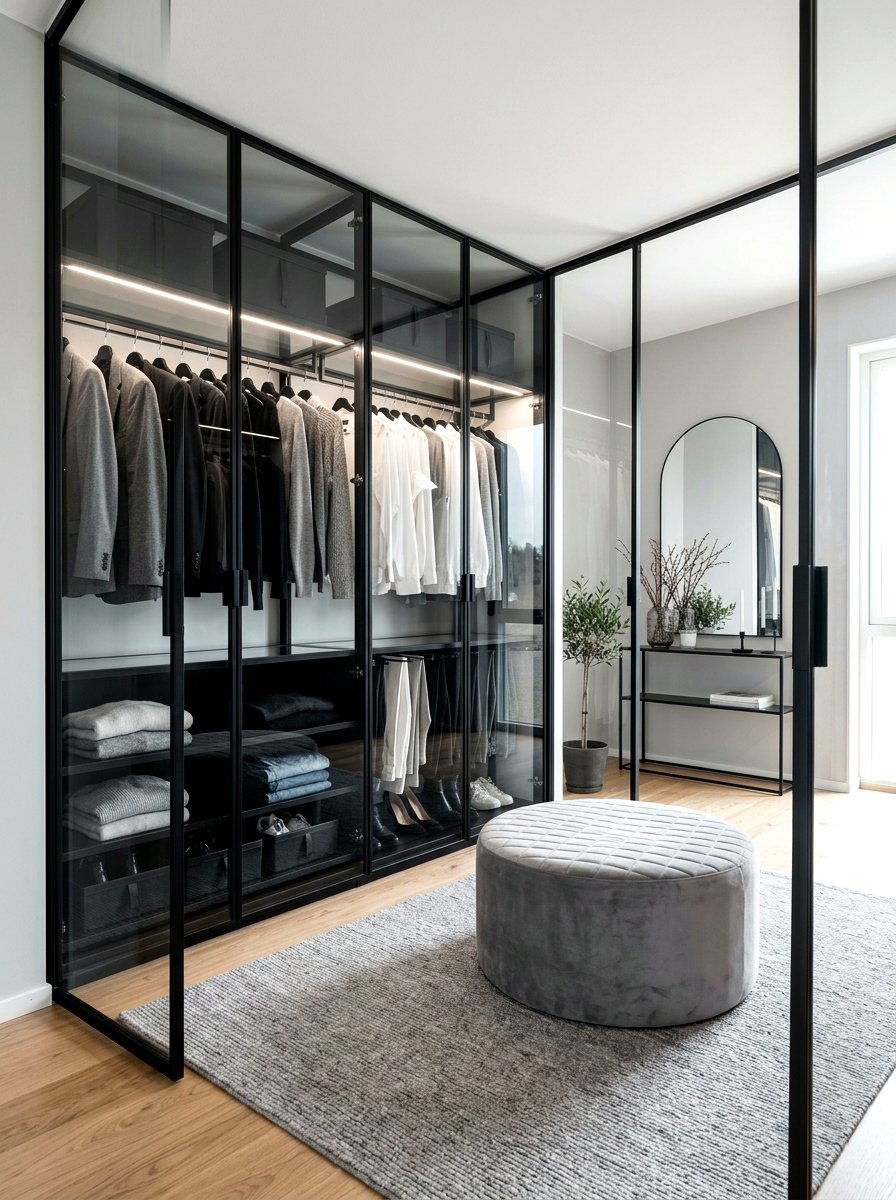 Black frame glass closet - 30 glass front closet ideas
