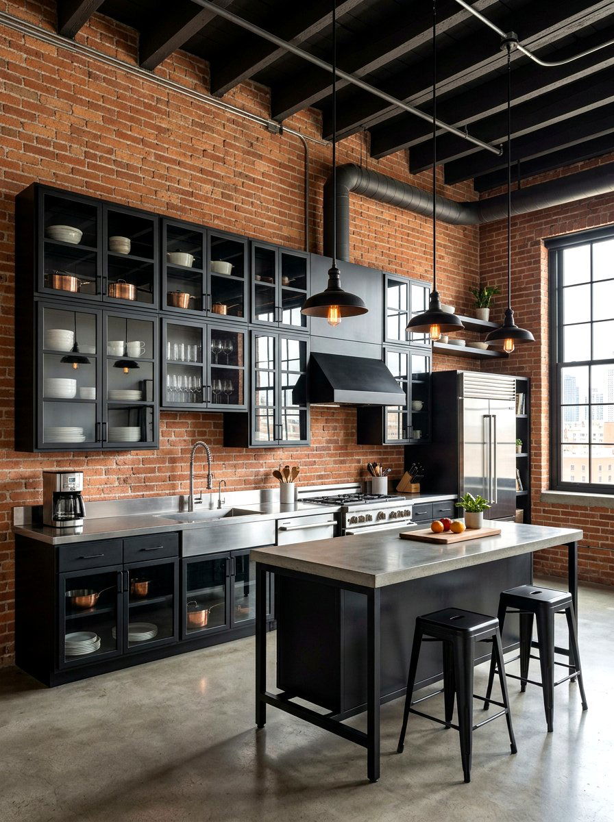 Black frame glass kitchen cabinet - 30 glass front kitchen cabinet ideas