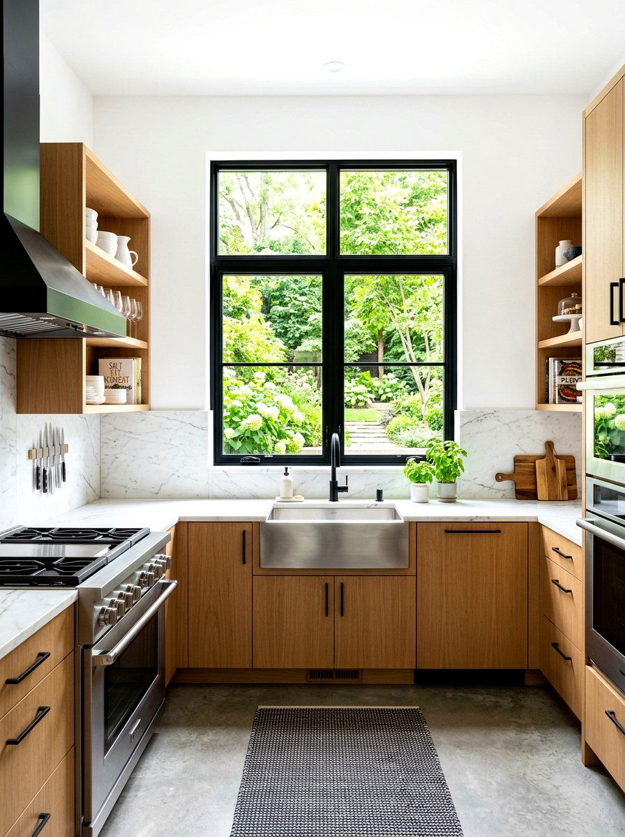 Black frame kitchen window - 30 sink window kitchen ideas