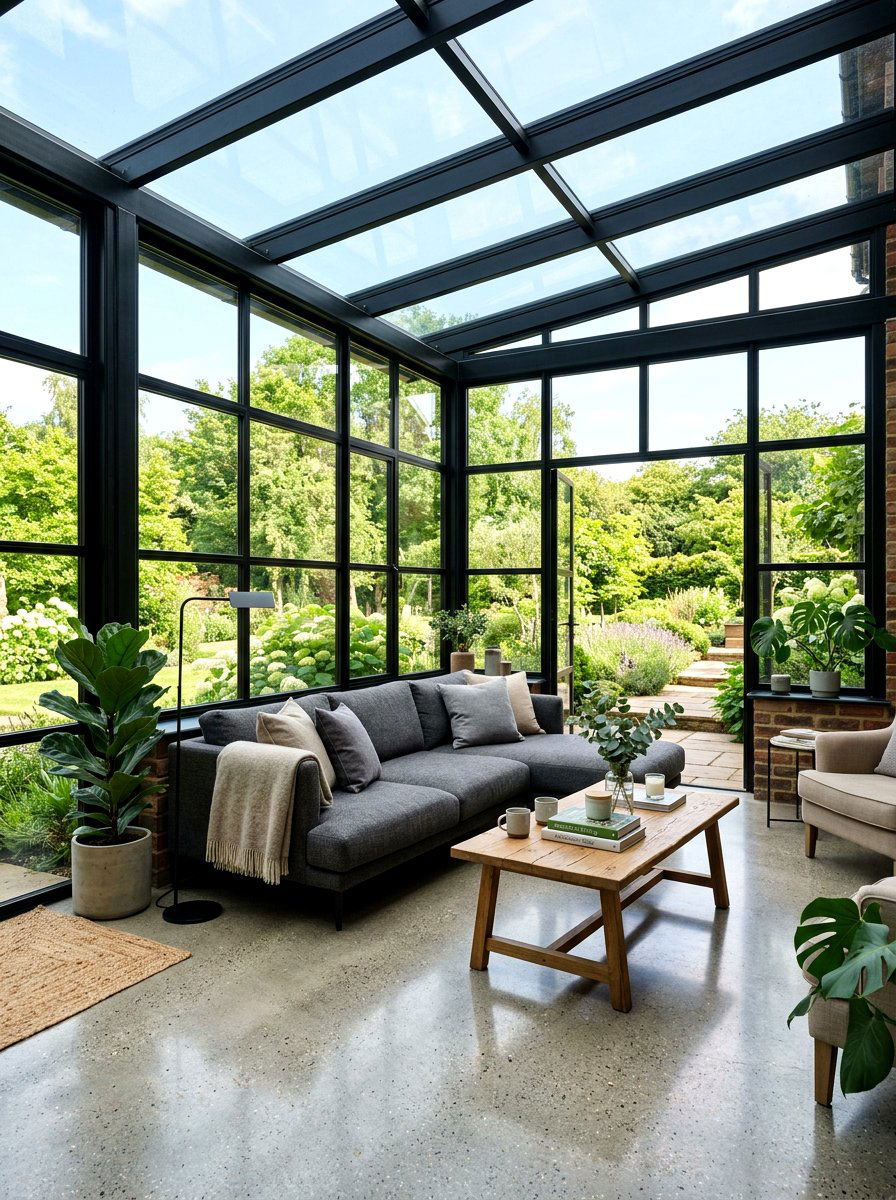 Black frame sunroom - 30 modern sunroom ideas