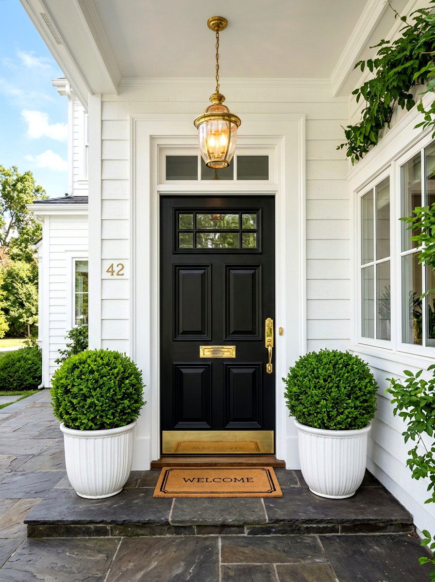 Black front door - 30 charming stoop decor ideas