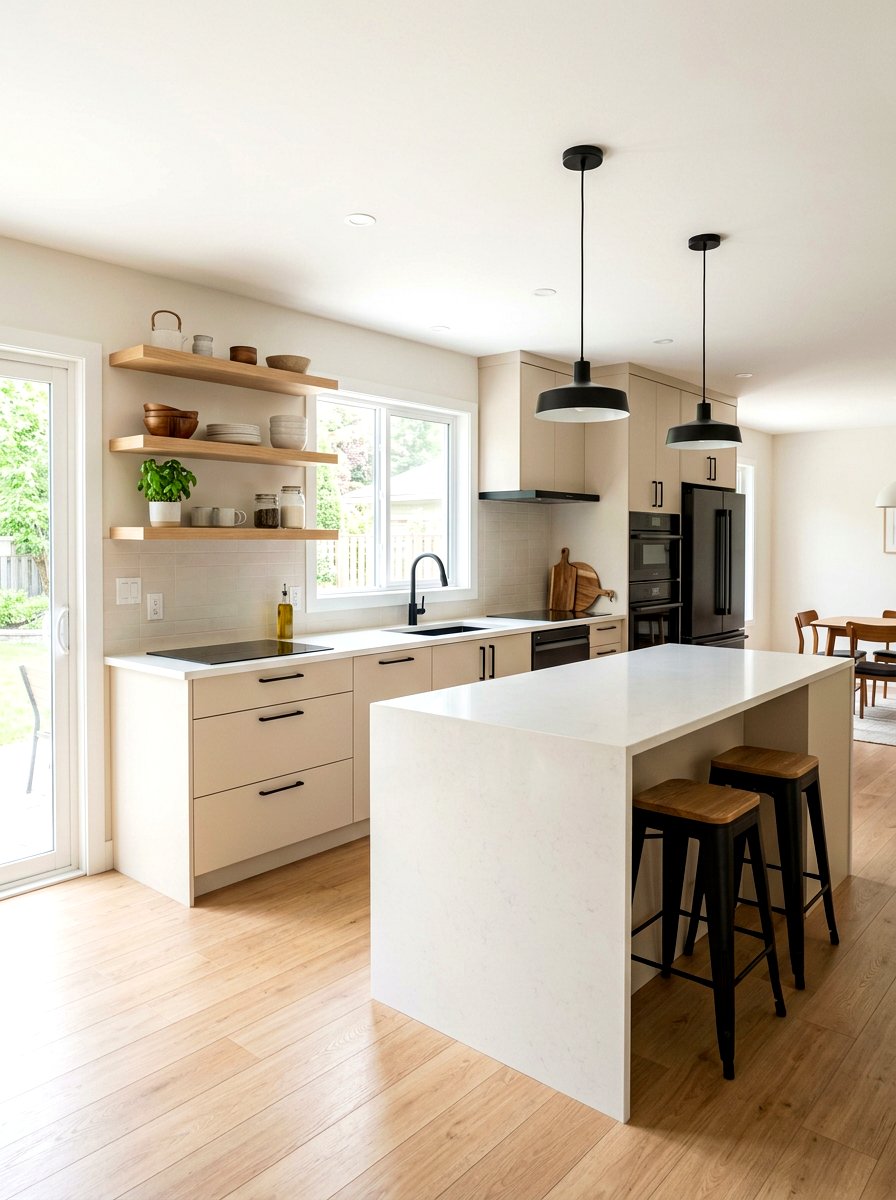 Black hardware kitchen - 30 Japandi kitchen ideas