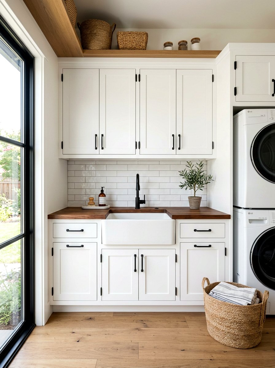 Black hardware laundry cabinets - 30 farmhouse laundry room ideas