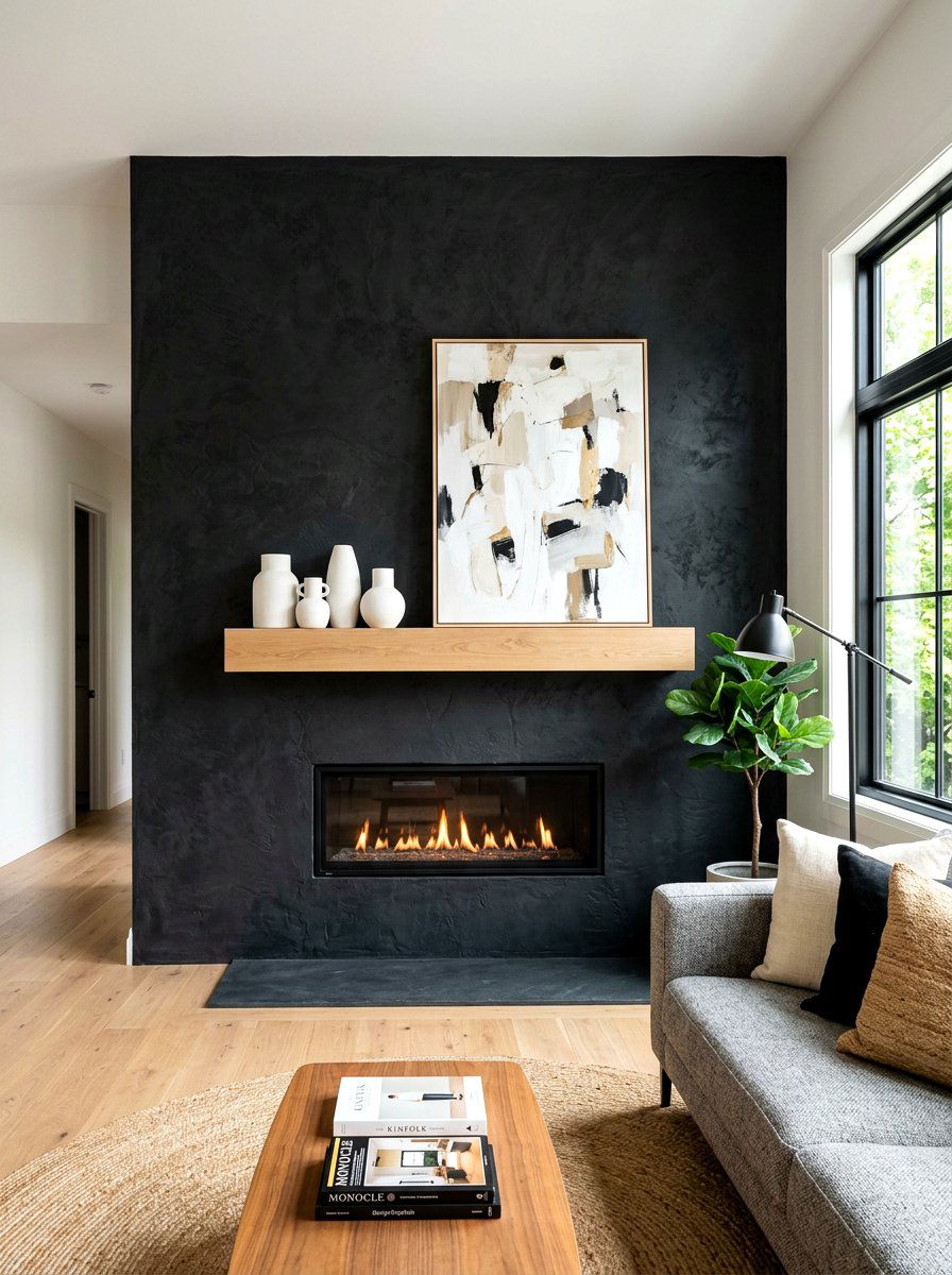 Black limewash fireplace wall - 30 limewash wall ideas