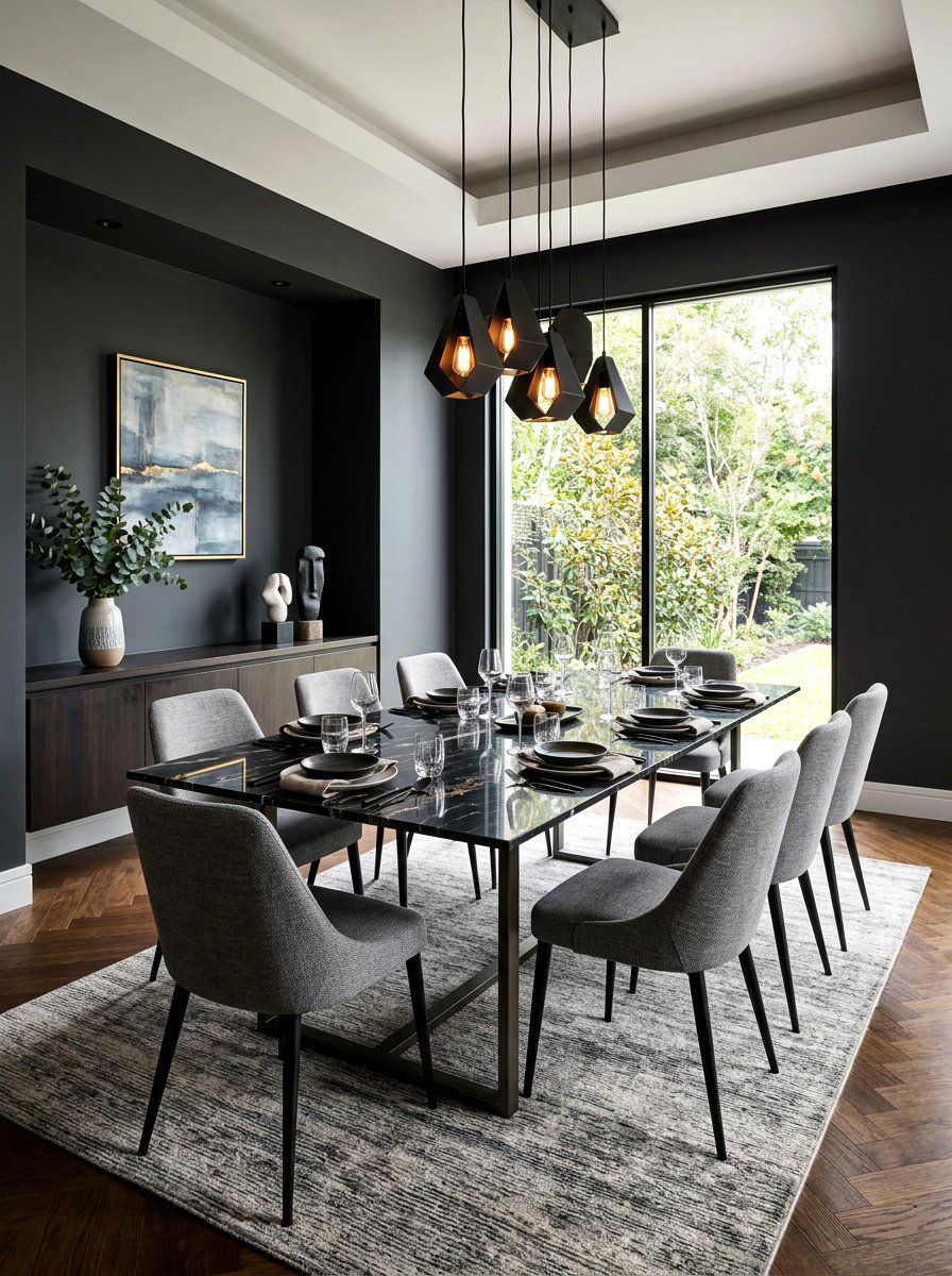 Black marble table - 30 moody supper club dining ideas
