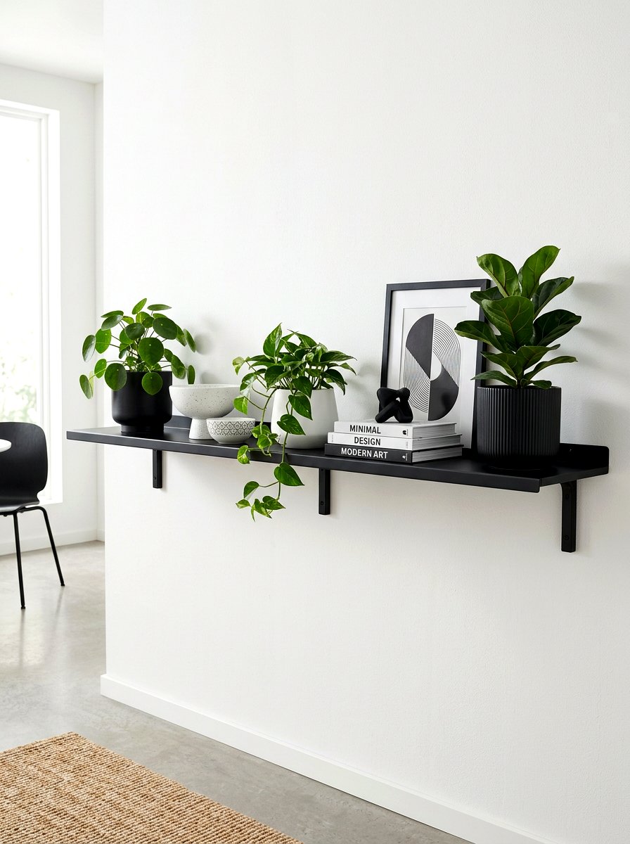 Black matte shelf - 30 wall shelf decor ideas